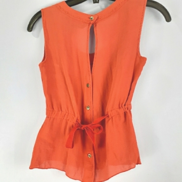 🌈SILK BANANA REPUBLIC PLEATED PEPLUM TANK BLOUSE XS - Picture 3 of 5